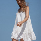 Liv Mini Ruffle Dress - White Stripes
