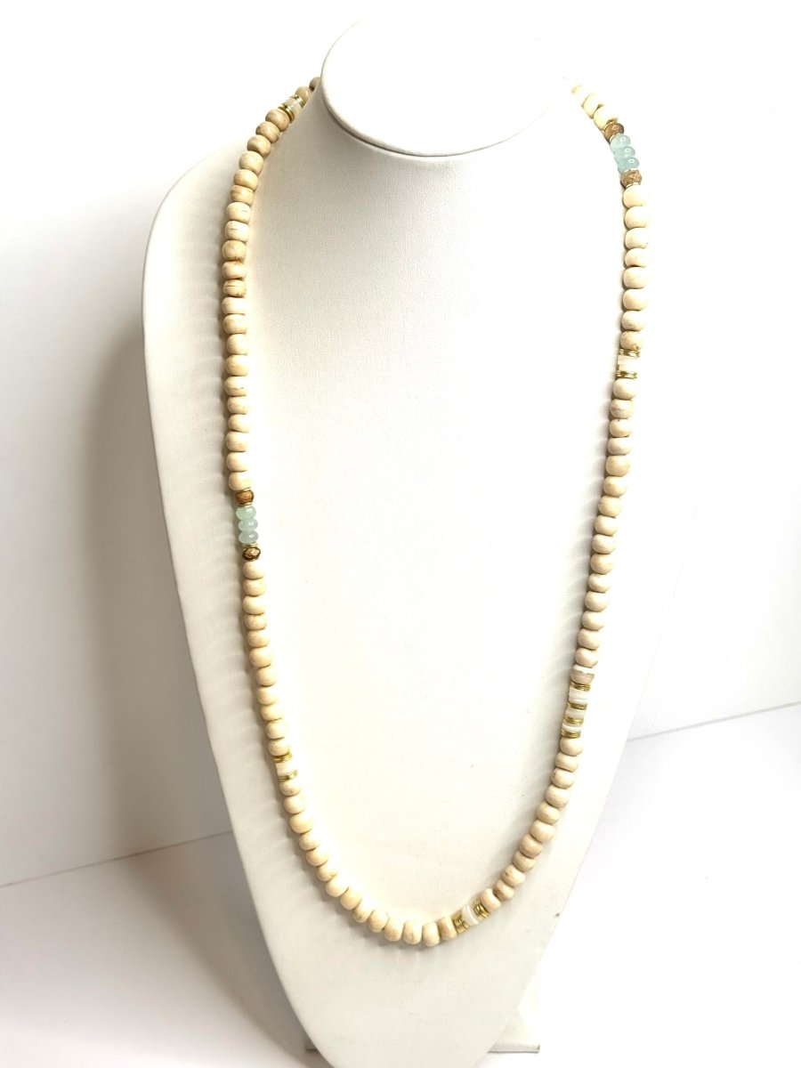 Long Bone Bead, Jade, Pearl, Wood & Gold Accent NecklaceRobin JacksonNECKLACES