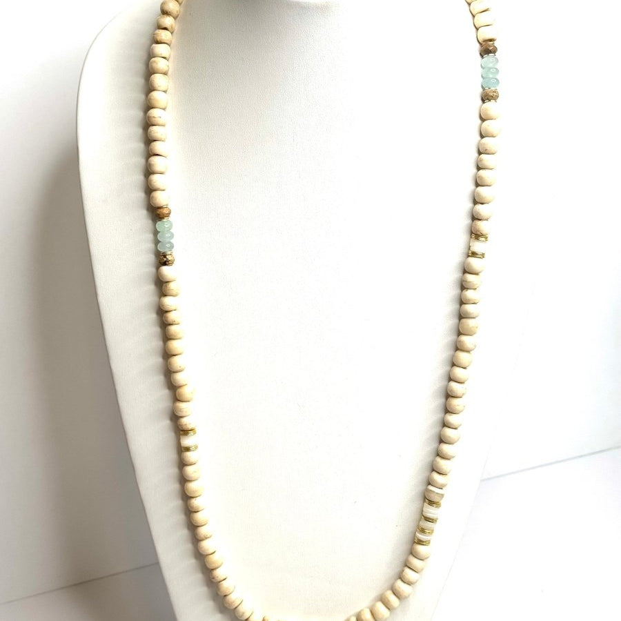 Long Bone Bead, Jade, Pearl, Wood & Gold Accent NecklaceRobin JacksonNECKLACES