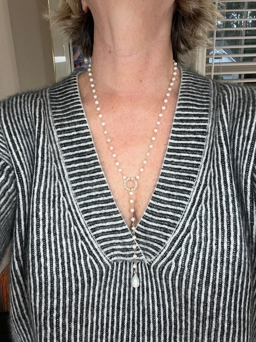 Long Pearl Y - Necklace with Pearl DropBeth ZinkNECKLACES