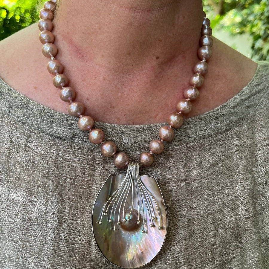 Mabe Pearl Pendant Necklace – Pink Edison Pearls, 17”–19”Ziabird Private LabelNECKLACES