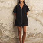 Mae Popover Mini Dress - BlackThe HandloomDress