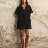 Mae Popover Mini Dress - BlackThe HandloomDress