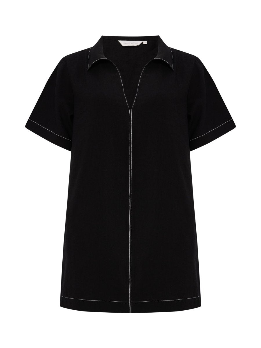 Mae Popover Mini Dress - BlackThe HandloomDress
