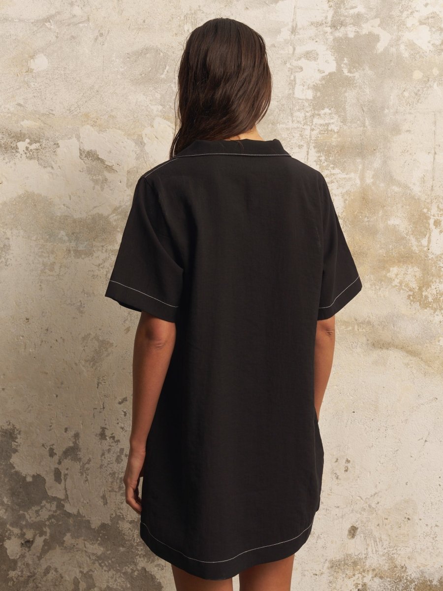 Mae Popover Mini Dress - BlackThe HandloomDress