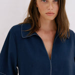 Mae Popover Mini Dress - NavyThe HandloomDress