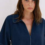 Mae Popover Mini Dress - NavyThe HandloomDress