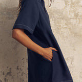 Mae Popover Mini Dress - NavyThe HandloomDress