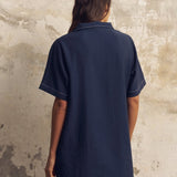 Mae Popover Mini Dress - NavyThe HandloomDress