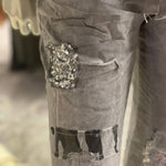 Magic Pants with Sequin & Patchwork Embellishment: GrayLeParisPetit by I Love Linenpants