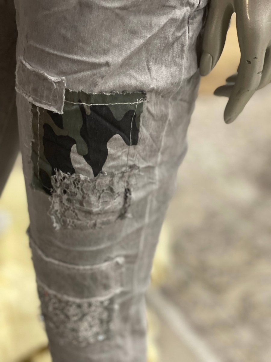 Magic Pants with Sequin & Patchwork Embellishment: GrayLeParisPetit by I Love Linenpants