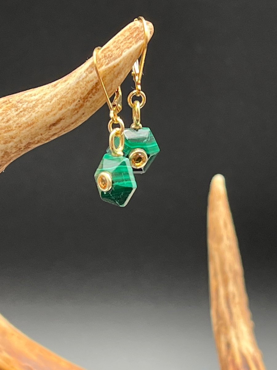 Malachite Hexagon Leverback EarringsBeth ZinkEARRINGS