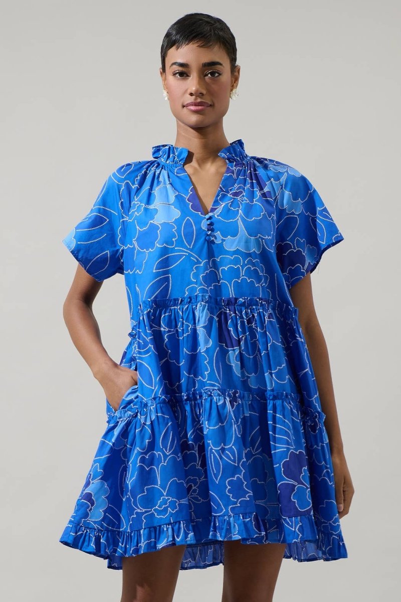 Maris Floral Pallas Poplin Tiered Mini DressSugarlipsDRESS