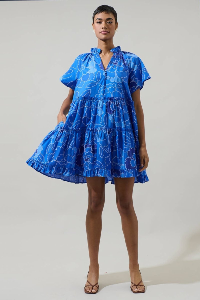 Maris Floral Pallas Poplin Tiered Mini DressSugarlipsDRESS
