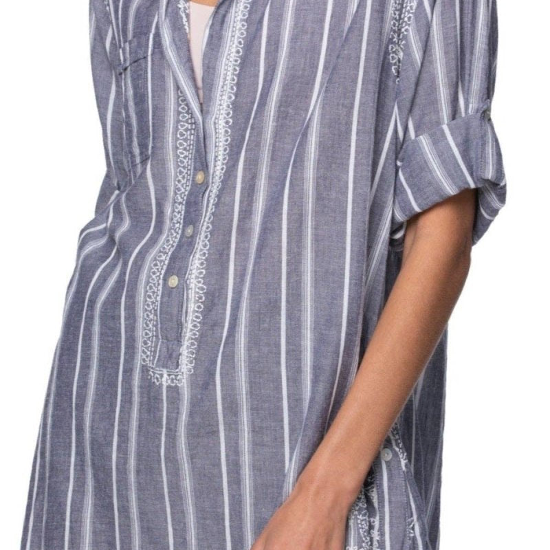 Meet Your New Favorite: The Boyfriend Cotton Shirt: Cabana GreySubtle LuxuryTOPS