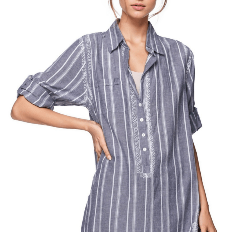 Meet Your New Favorite: The Boyfriend Cotton Shirt: Cabana GreySubtle LuxuryTOPS