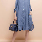 Mid - length buttoned shirt dress 100% linen: Azurela maison des fibres naturellesDRESS