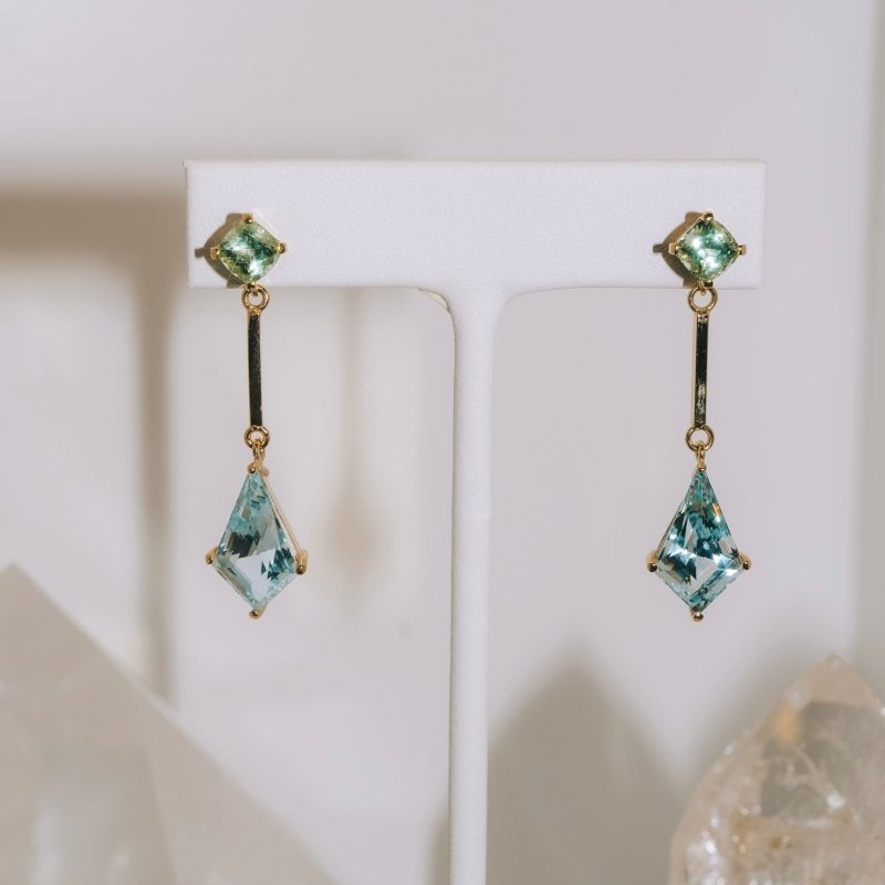 Mint Tourmaline & Sky Blue Topaz EarringsWaterlight Jewelry Coearring