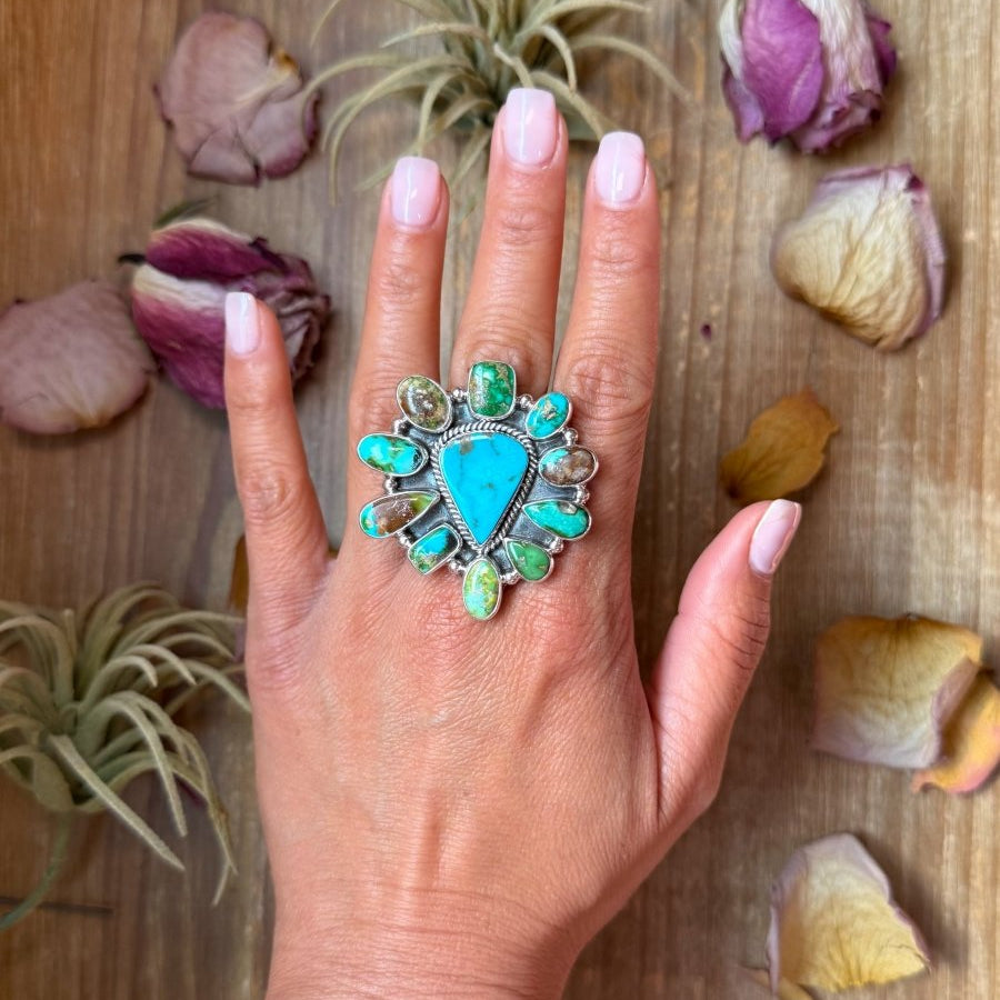 Mixed Mine Turquoise Sterling Silver Ring – Size 10The Bijoux FAB Jewelryring