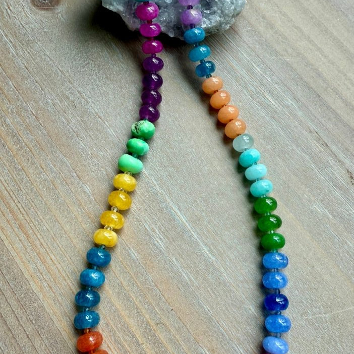 Mixed Quartz And Opal Gemstone Moonstone Rondelles NecklaceBeth ZinkNECKLACES