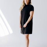 Mock Neck Shoulder Zip Dress