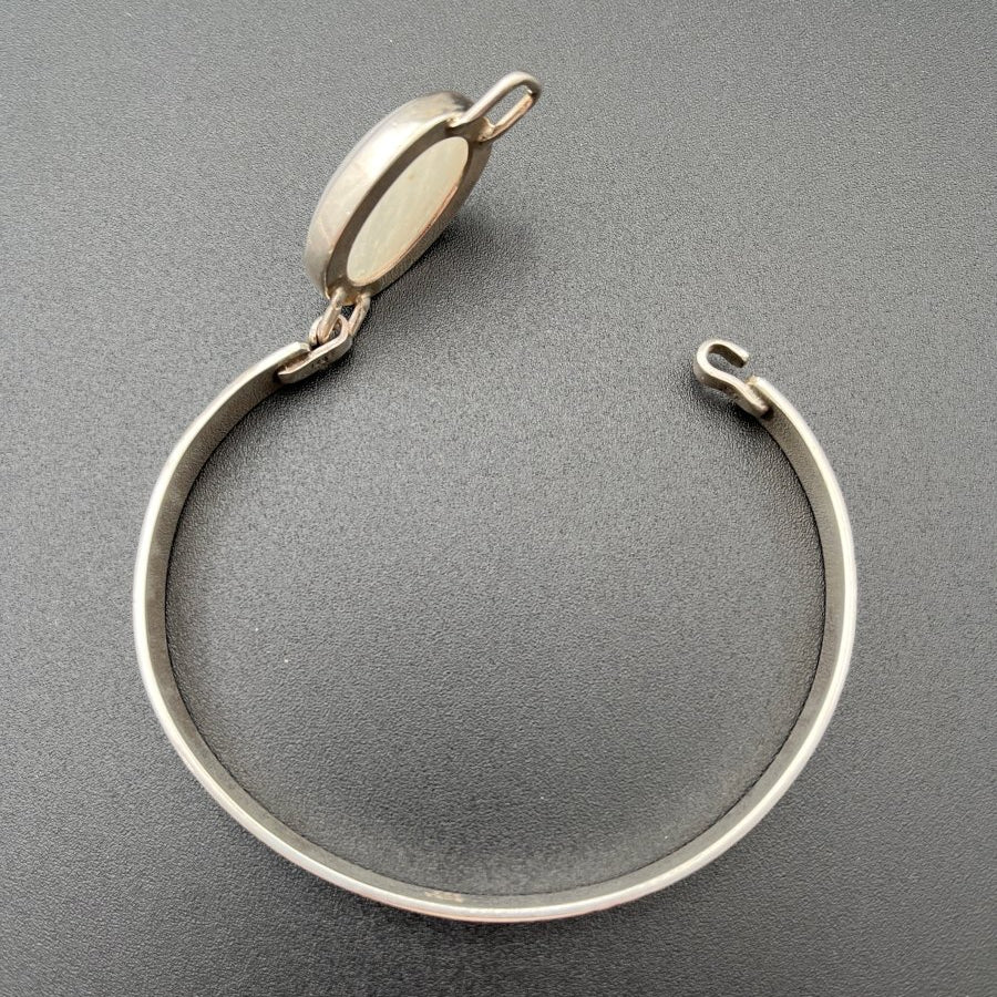 Moonstone and Textured Oxidized Silver BraceletBORABRACELET