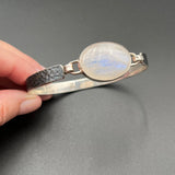 Moonstone and Textured Oxidized Silver BraceletBORABRACELET