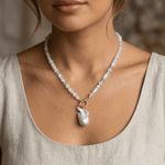 Moonstone, Blue Topaz & Fireball Pearl NecklaceBeth ZinkNECKLACES