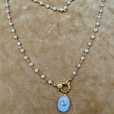 Moonstone + Blue Topaz Pendant on Freshwater Pearl NecklaceBeth ZinkNECKLACES