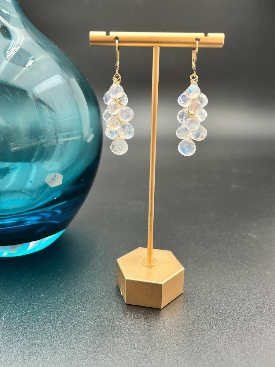 Moonstone Heart Cluster Earrings – 14k Gold Fill LeverbacksBeth ZinkEARRINGS