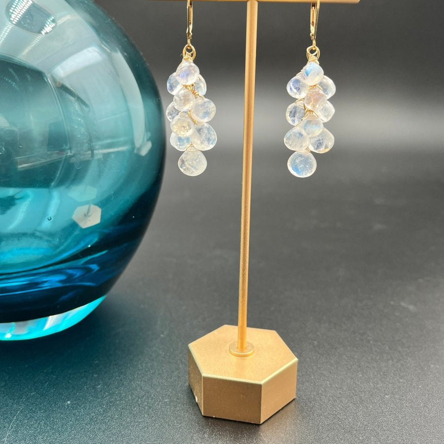 Moonstone Heart Cluster Earrings – 14k Gold Fill LeverbacksBeth ZinkEARRINGS