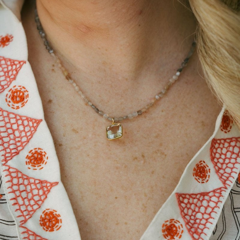 Moonstone Multi - Colored Coin Gemstones NecklaceBeth ZinkNECKLACES