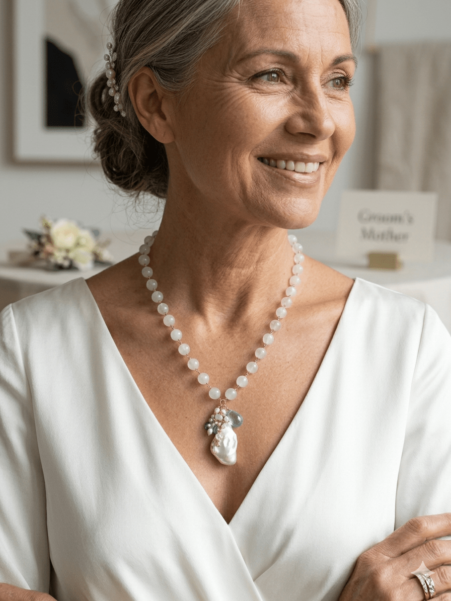 Moonstone with Fireball Pearl and Blue Topaz NecklaceBeth ZinkNECKLACES