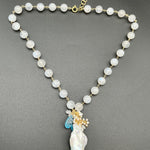 Moonstone with Fireball Pearl and Blue Topaz NecklaceBeth ZinkNECKLACES