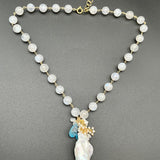 Moonstone with Fireball Pearl and Blue Topaz NecklaceBeth ZinkNECKLACES