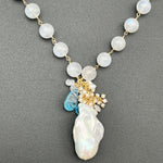 Moonstone with Fireball Pearl and Blue Topaz NecklaceBeth ZinkNECKLACES