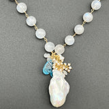 Moonstone with Fireball Pearl and Blue Topaz NecklaceBeth ZinkNECKLACES