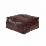 Moroccan Leather Floor Cushion / Ottoman - Mosaic - Lozenge - Brown