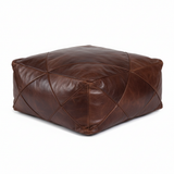 Moroccan Leather Floor Cushion / Ottoman - Mosaic - Lozenge - Brown