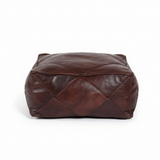 Moroccan Leather Floor Cushion / Ottoman - Mosaic - Lozenge - Brown
