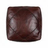 Moroccan Leather Floor Cushion / Ottoman - Mosaic - Lozenge - Brown