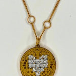 Mosaic Heart Pendant Necklace – Hand - EmbroideredL'EightNECKLACES