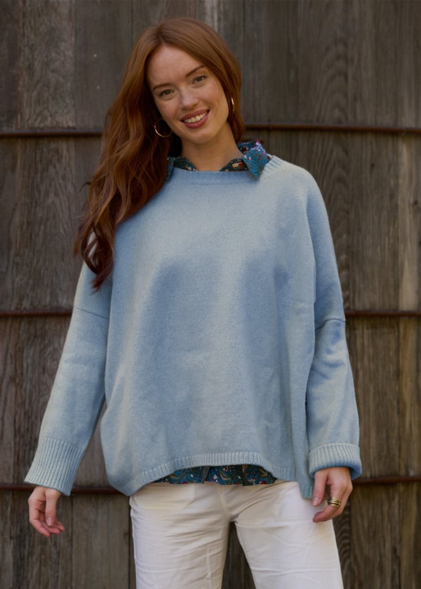 Nantucket Boxy Recycled Cashmere Sweater - Ice BlueAnd For GoodShirts & Tops