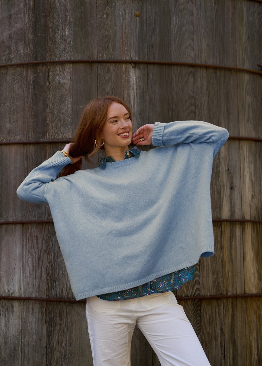 Nantucket Boxy Recycled Cashmere Sweater - Ice BlueAnd For GoodShirts & Tops