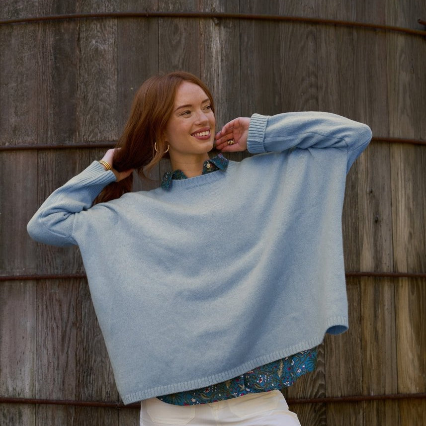 Nantucket Boxy Recycled Cashmere Sweater - Ice BlueAnd For GoodShirts & Tops