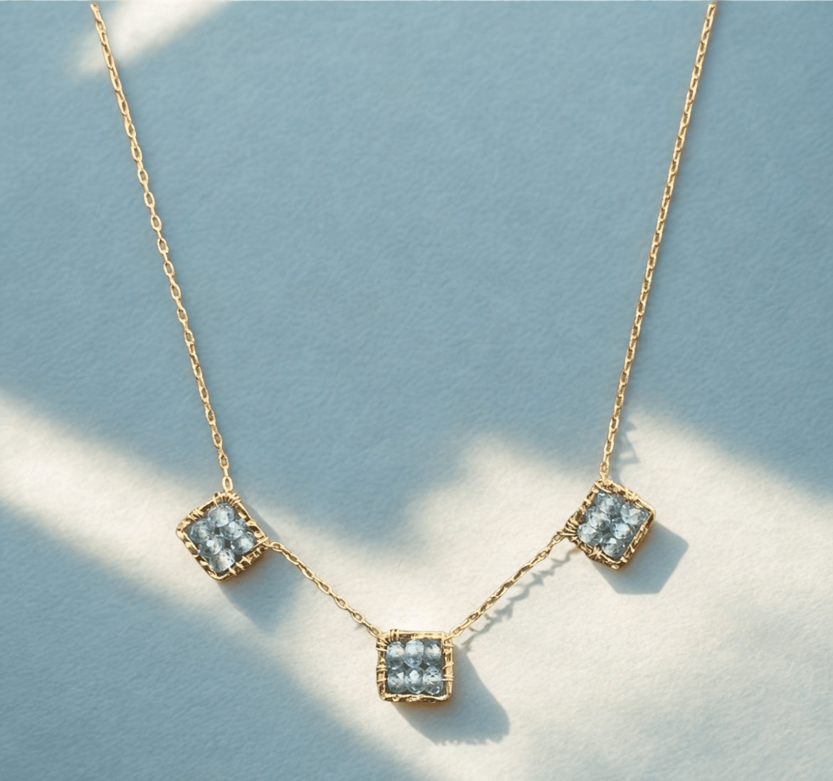 Natural Blue Zircon Necklace, Gold - FilledMichelle PresslerNECKLACES