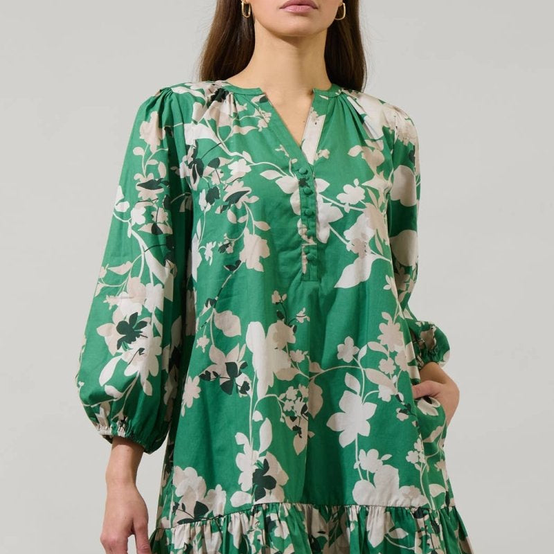 Nora Floral Whine Shift Mini DressSugarlipsDRESS
