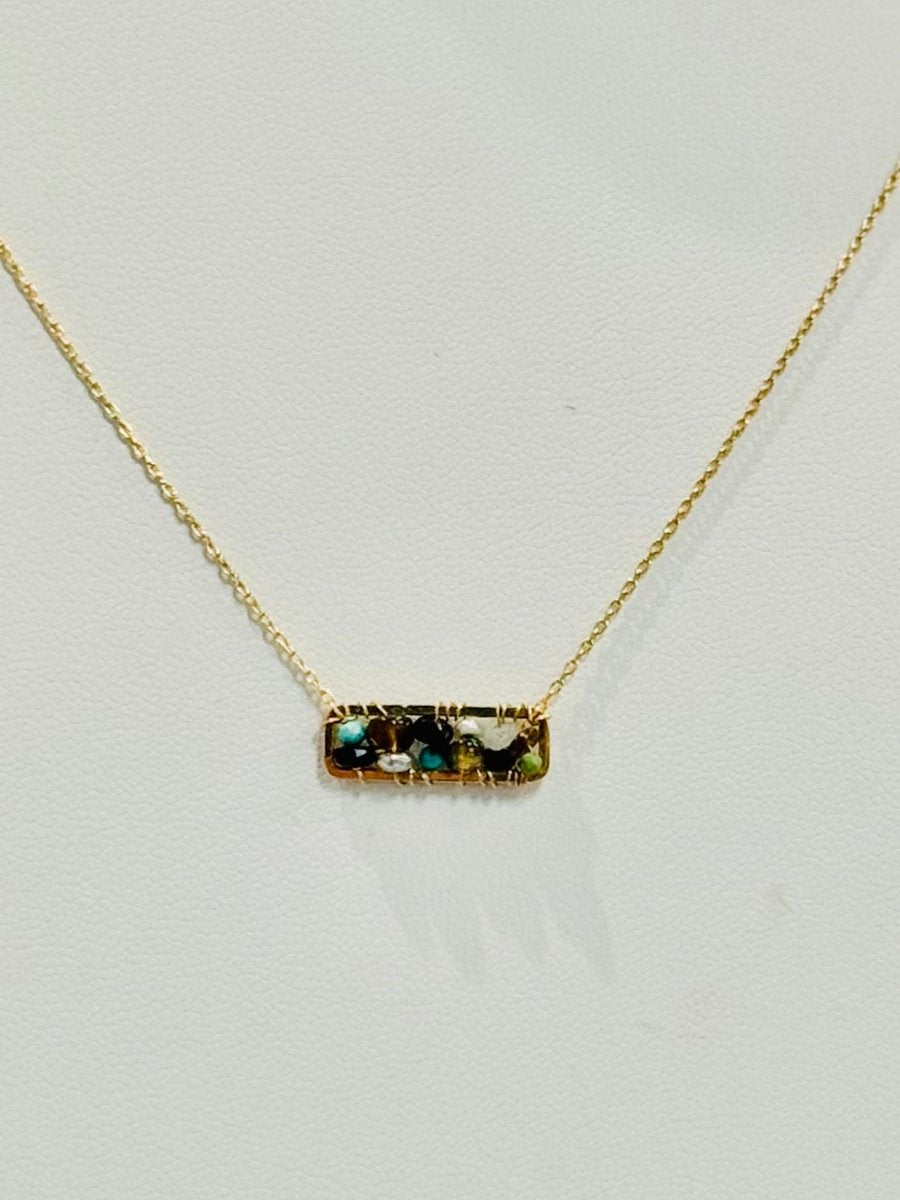 Olive, Black Spinel, Grey Silverite, Green Zircon and Australian Opal Necklace 4233 - A - B - OL - GMichelle PresslerNECKLACES