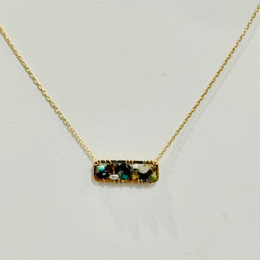 Olive, Black Spinel, Grey Silverite, Green Zircon and Australian Opal Necklace 4233 - A - B - OL - GMichelle PresslerNECKLACES