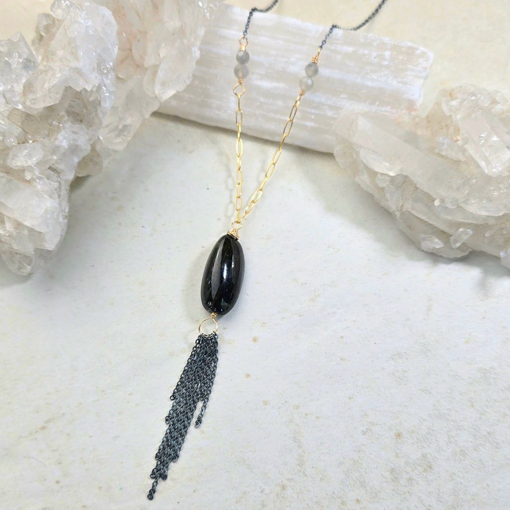 Ooak Necklace: Green Tourmaline With Chain Tassel 1586James & JezebelleNECKLACES